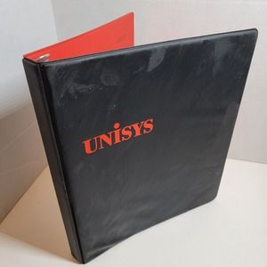 Unisys Vintage Black Red 3 Ring Binder 1987 USA Tech